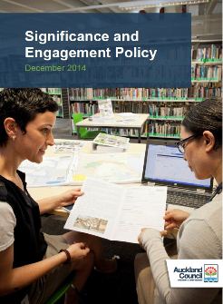 Significance and Engagement Policy front page
